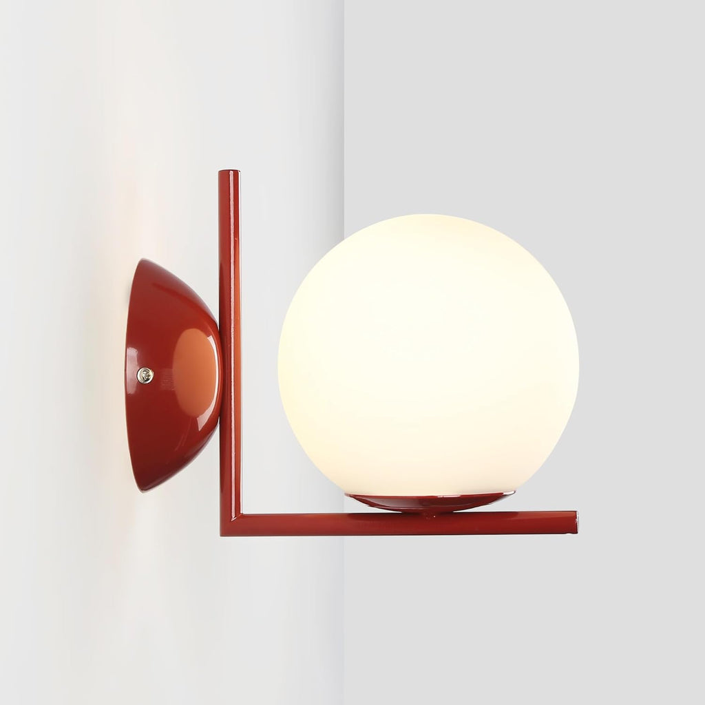 Applique da parete Rossa con sfera in vetro opalino Ø15 cm - Attacco E27