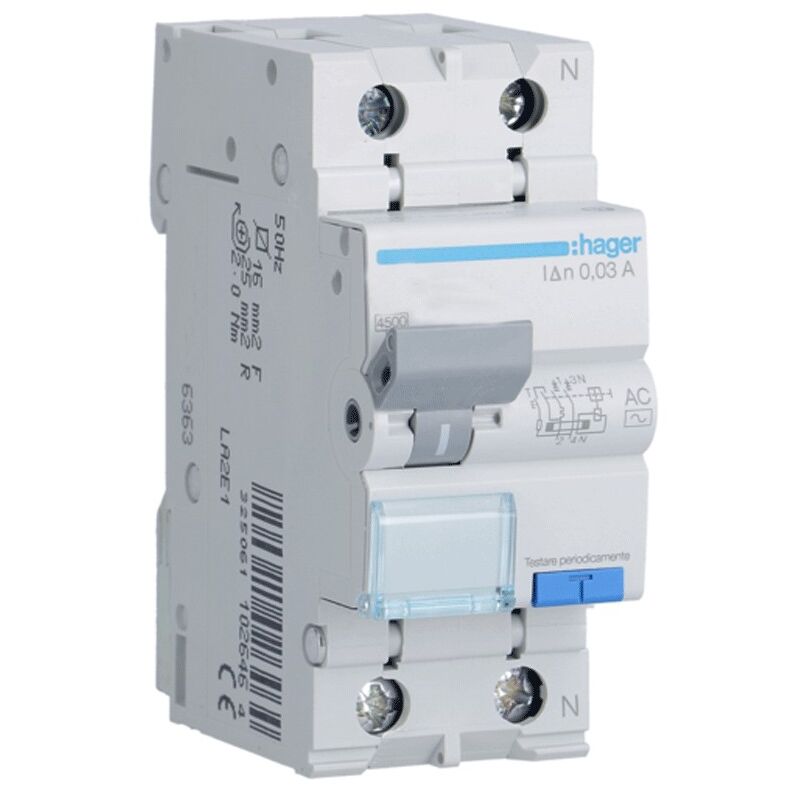 HAGER - HAGADC820H DIFF MAGN 1PN 30MA AC 20A 4.5KA C 2M - ADC820H