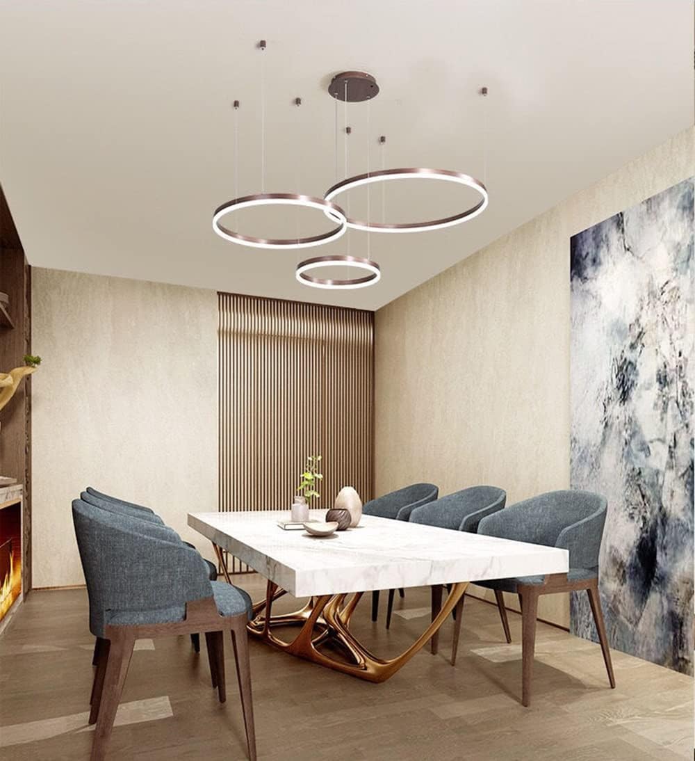 Lampadario a soffitto, 3 anelli collezione di vernice oro - dimmerabile con telecomando 3000K-6000K - 68W