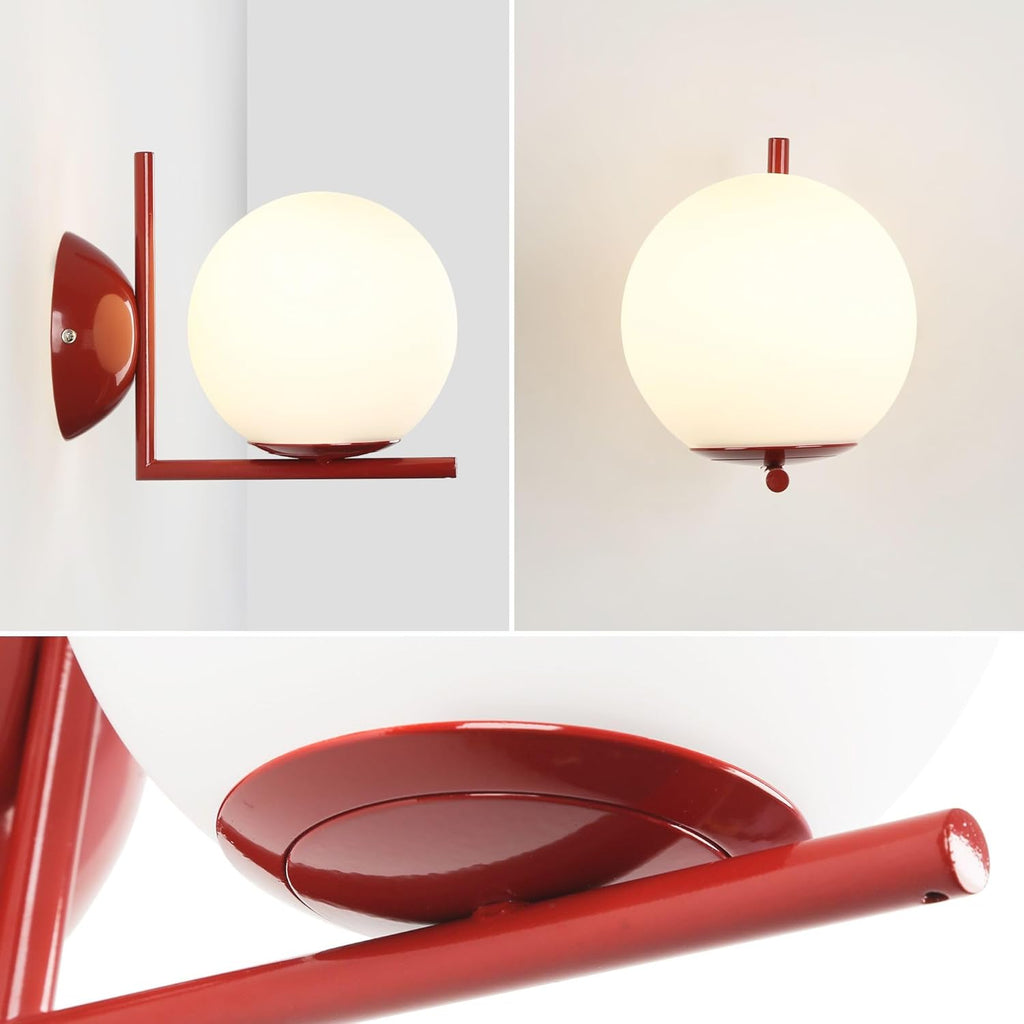 Applique da parete Rossa con sfera in vetro opalino Ø15 cm - Attacco E27