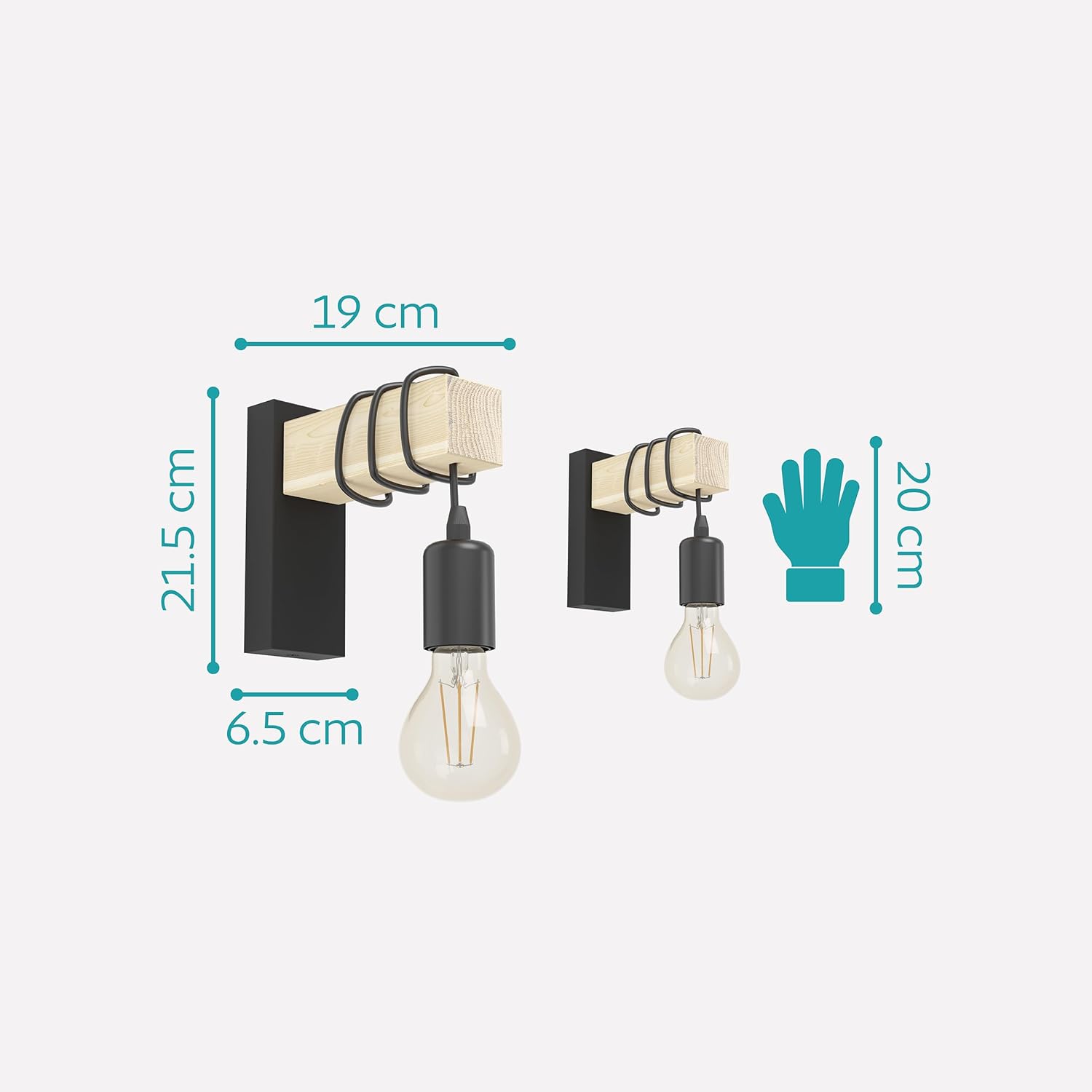 Eglo Lampada da parete design industrial, retrò in acciaio e legno -  E27