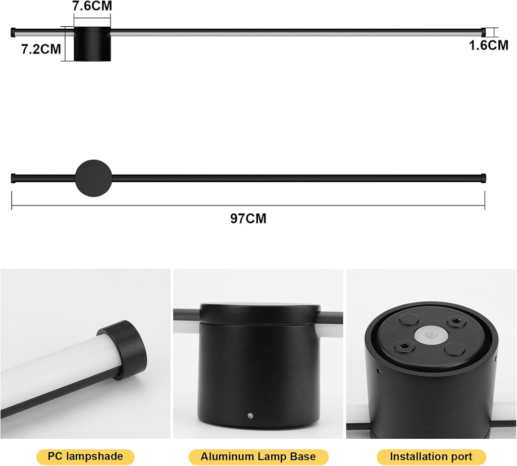 Lampada da parete da interno LED , 97CM/28W - in alluminio bianco caldo 3000K